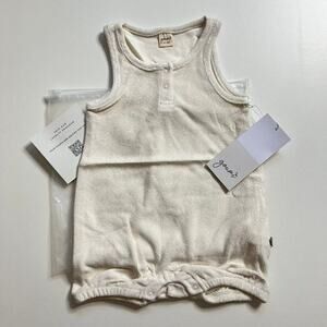 NWT Goumi Kids Cloud Terry Baby Romper SZ 12-18 mo White Bamboo Organic